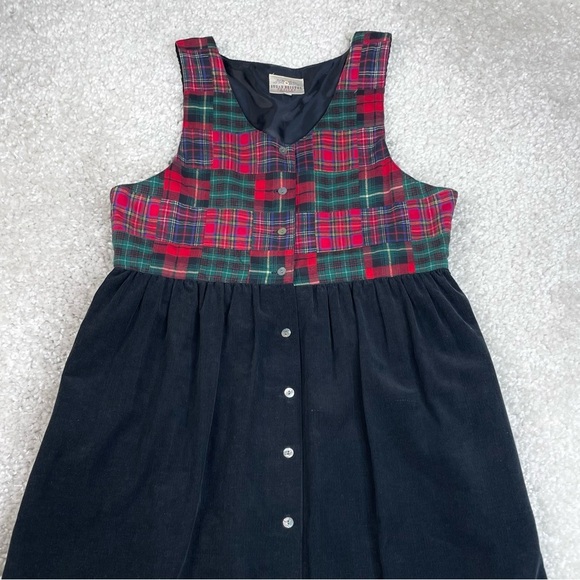 Vintage Susan Bristol Petites Tartan Plaid Corduroy Dress Pockets Modest 8 - Picture 7 of 10